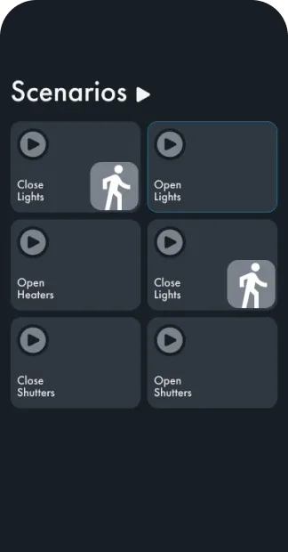 The Inspinia app scenarios screen