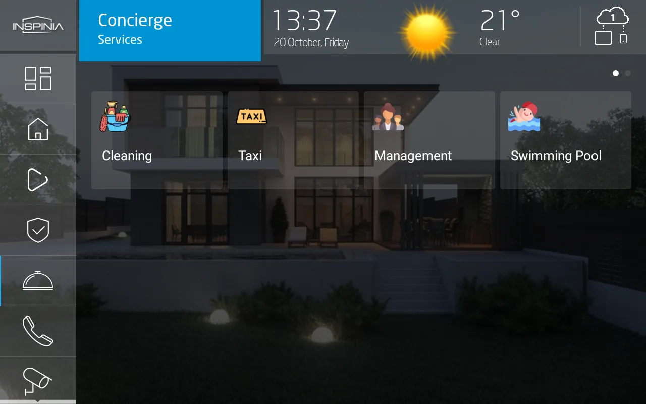 The Inspinia Visualization concierge screen